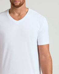 White Short Sleeve Tall Classic V-Neck 3-Pack